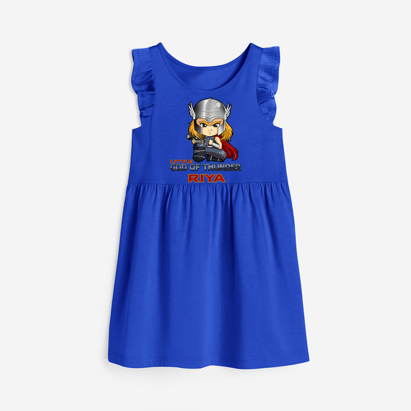 Celebrate The Super Kids Theme With "Little God Of Thunder" Personalized Frock for your Baby - ROYAL BLUE - 0 - 6 Months Old (Chest 18")