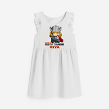 Celebrate The Super Kids Theme With "Little God Of Thunder" Personalized Frock for your Baby - WHITE - 0 - 6 Months Old (Chest 18")