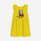 Celebrate The Super Kids Theme With "Little God Of Thunder" Personalized Frock for your Baby - YELLOW - 0 - 6 Months Old (Chest 18")