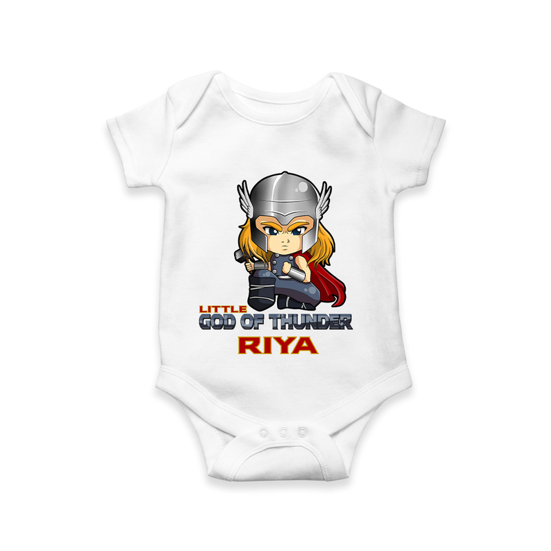 Celebrate The Super Kids Theme With "Little God Of Thunder" Personalized Romper For your Baby - WHITE - 0 - 3 Months Old (Chest 16")