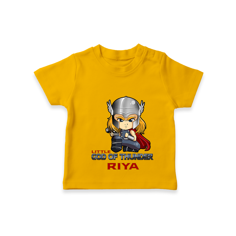 Celebrate The Super Kids Theme With "Little God Of Thunder" Personalized Kids T-shirt - CHROME YELLOW - 0 - 5 Months Old (Chest 17")