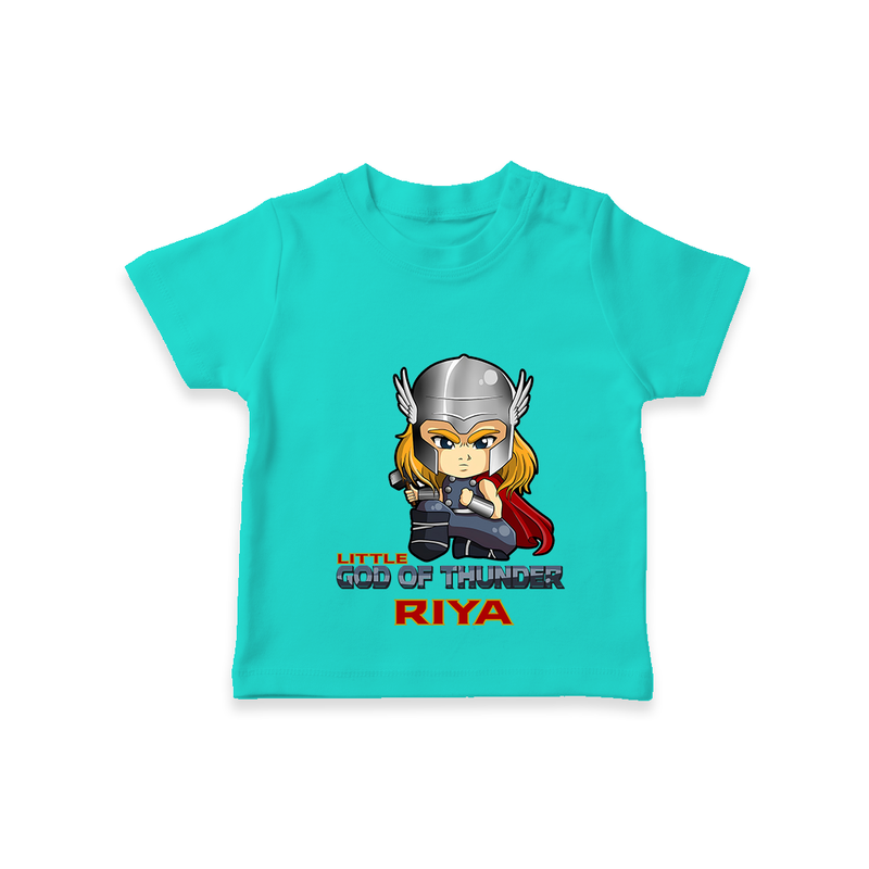 Celebrate The Super Kids Theme With "Little God Of Thunder" Personalized Kids T-shirt - TEAL - 0 - 5 Months Old (Chest 17")