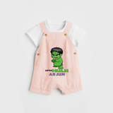 Celebrate The Super Kids Theme With "Little Hulk" Personalized Dungaree set for your Baby - PEACH - 0 - 5 Months Old (Chest 17")