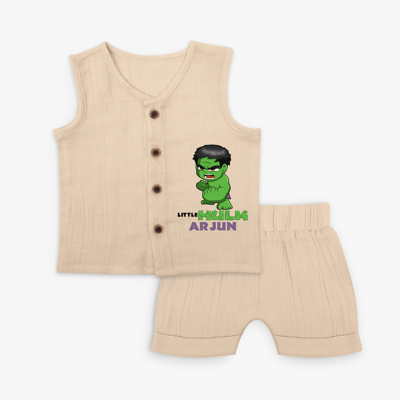 Celebrate The Super Kids Theme With "Little Hulk" Personalized Jabla set for your Baby - CREAM - 0 - 3 Months Old (Chest 9.8")