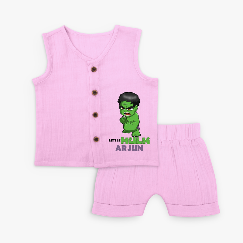 Celebrate The Super Kids Theme With "Little Hulk" Personalized Jabla set for your Baby - LAVENDER ROSE - 0 - 3 Months Old (Chest 9.8")