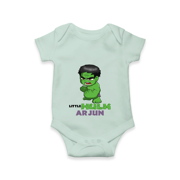 Celebrate The Super Kids Theme With "Little Hulk" Personalized Romper For your Baby - MINT GREEN - 0 - 3 Months Old (Chest 16")