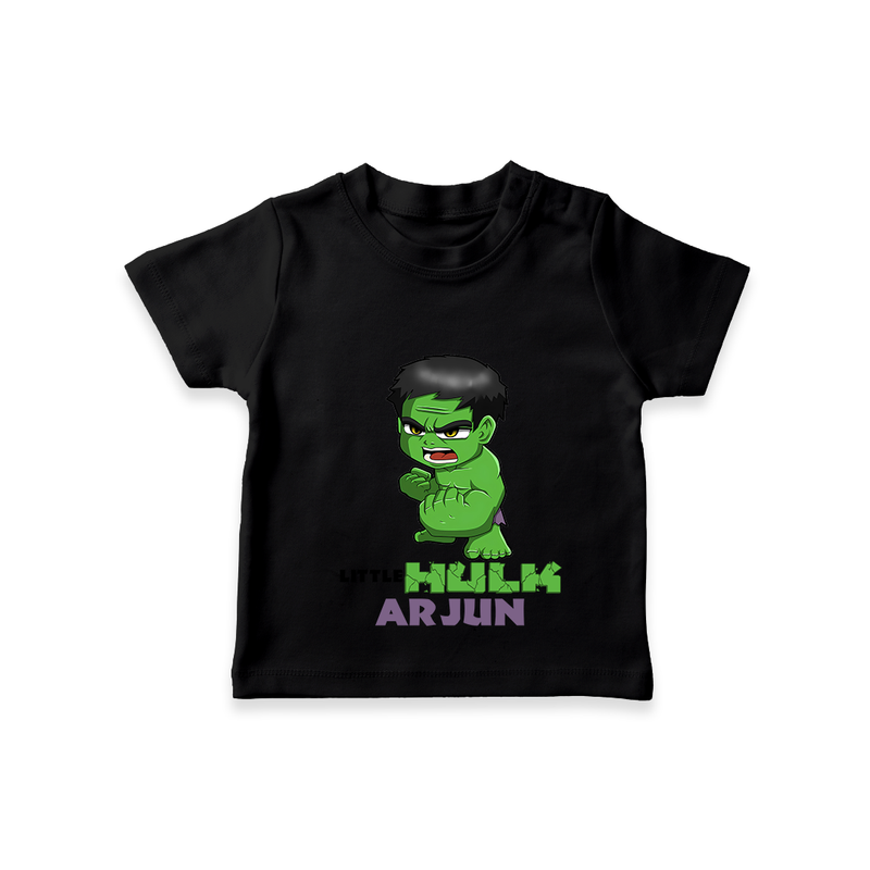 Celebrate The Super Kids Theme With "Little Hulk" Personalized Kids T-shirt - BLACK - 0 - 5 Months Old (Chest 17")