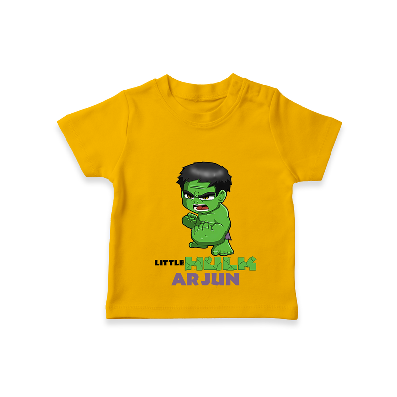 Celebrate The Super Kids Theme With "Little Hulk" Personalized Kids T-shirt - CHROME YELLOW - 0 - 5 Months Old (Chest 17")