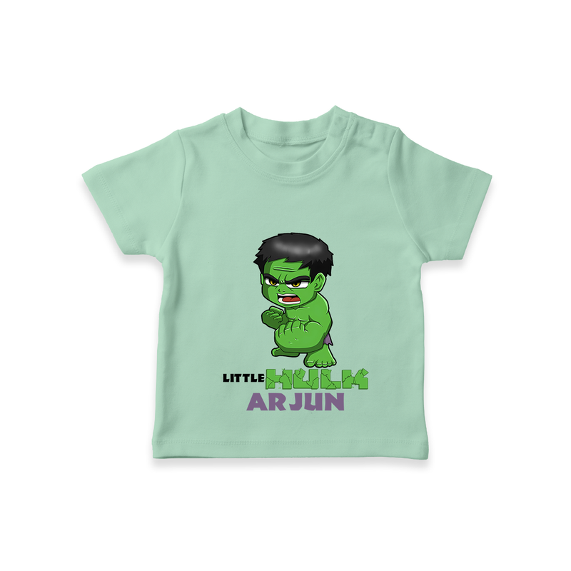 Celebrate The Super Kids Theme With "Little Hulk" Personalized Kids T-shirt - MINT GREEN - 0 - 5 Months Old (Chest 17")