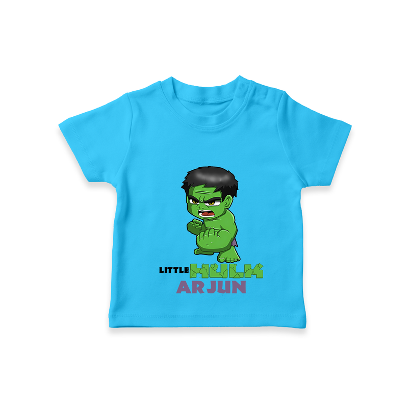 Celebrate The Super Kids Theme With "Little Hulk" Personalized Kids T-shirt - SKY BLUE - 0 - 5 Months Old (Chest 17")