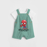 Celebrate The Super Kids Theme With "Little Spiderman" Personalized Dungaree set for your Baby - LIGHT GREEN - 0 - 5 Months Old (Chest 17")