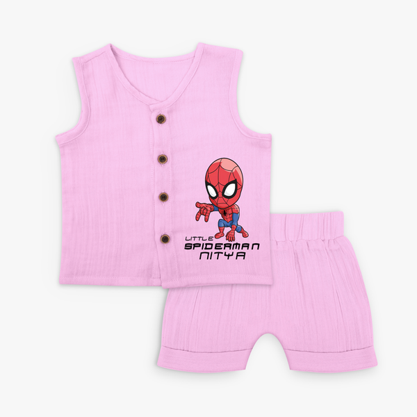 Celebrate The Super Kids Theme With "Little Spiderman" Personalized Jabla set for your Baby - LAVENDER ROSE - 0 - 3 Months Old (Chest 9.8")