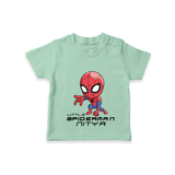 Celebrate The Super Kids Theme With "Little Spiderman" Personalized Kids T-shirt - MINT GREEN - 0 - 5 Months Old (Chest 17")