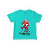 Celebrate The Super Kids Theme With "Little Spiderman" Personalized Kids T-shirt - TEAL - 0 - 5 Months Old (Chest 17")