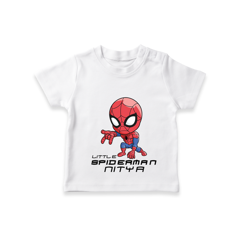 Celebrate The Super Kids Theme With "Little Spiderman" Personalized Kids T-shirt - WHITE - 0 - 5 Months Old (Chest 17")