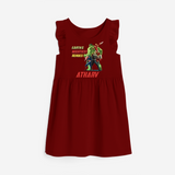 Celebrate The Super Kids Theme With "Earths Mightiest Heroes" Personalized Frock for your Baby - RED - 0 - 6 Months Old (Chest 18")