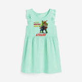 Celebrate The Super Kids Theme With "Earths Mightiest Heroes" Personalized Frock for your Baby - TEAL GREEN - 0 - 6 Months Old (Chest 18")