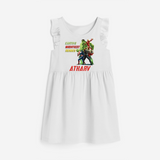 Celebrate The Super Kids Theme With "Earths Mightiest Heroes" Personalized Frock for your Baby - WHITE - 0 - 6 Months Old (Chest 18")