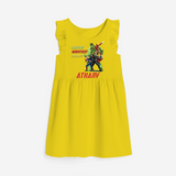 Celebrate The Super Kids Theme With "Earths Mightiest Heroes" Personalized Frock for your Baby - YELLOW - 0 - 6 Months Old (Chest 18")