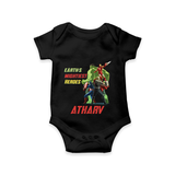 Celebrate The Super Kids Theme With "Earths Mightiest Heroes" Personalized Romper For your Baby - BLACK - 0 - 3 Months Old (Chest 16")