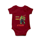 Celebrate The Super Kids Theme With "Earths Mightiest Heroes" Personalized Romper For your Baby - MAROON - 0 - 3 Months Old (Chest 16")