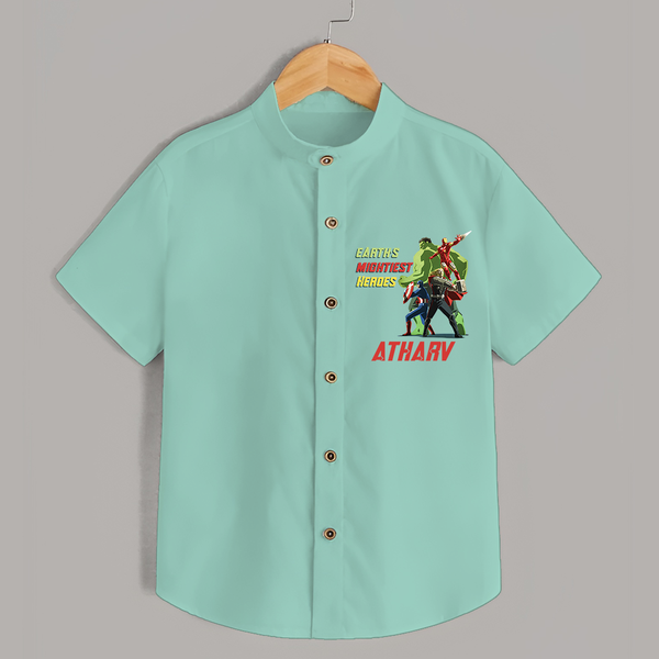 Celebrate The Super Kids Theme With "Earths Mightiest Heroes" Personalized Kids Shirts - MINT GREEN - 0 - 6 Months Old (Chest 21")