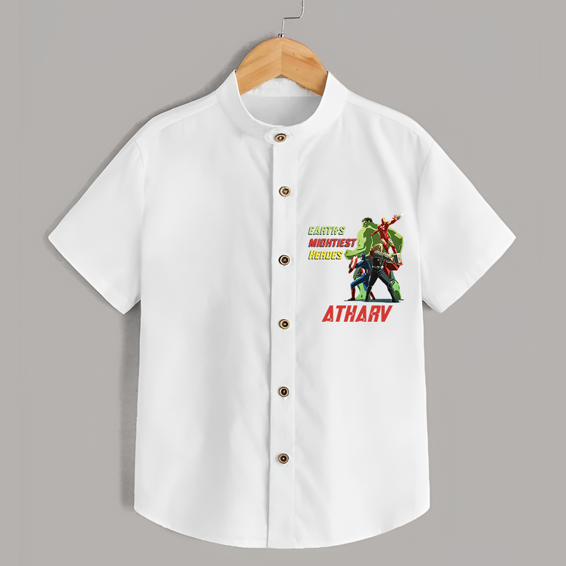 Celebrate The Super Kids Theme With "Earths Mightiest Heroes" Personalized Kids Shirts - WHITE - 0 - 6 Months Old (Chest 21")