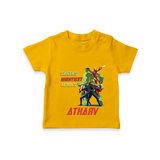 Celebrate The Super Kids Theme With "Earths Mightiest Heroes" Personalized Kids T-shirt - CHROME YELLOW - 0 - 5 Months Old (Chest 17")