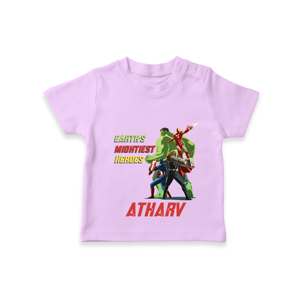 Celebrate The Super Kids Theme With "Earths Mightiest Heroes" Personalized Kids T-shirt - LILAC - 0 - 5 Months Old (Chest 17")