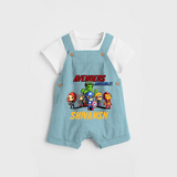 Celebrate The Super Kids Theme With "Avengers Assemble" Personalized Dungaree set for your Baby - ARCTIC BLUE - 0 - 5 Months Old (Chest 17")