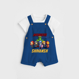 Celebrate The Super Kids Theme With "Avengers Assemble" Personalized Dungaree set for your Baby - COBALT BLUE - 0 - 5 Months Old (Chest 17")