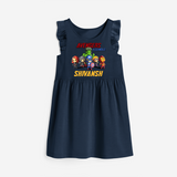 Celebrate The Super Kids Theme With "Avengers Assemble" Personalized Frock for your Baby - NAVY BLUE - 0 - 6 Months Old (Chest 18")