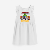 Celebrate The Super Kids Theme With "Avengers Assemble" Personalized Frock for your Baby - WHITE - 0 - 6 Months Old (Chest 18")