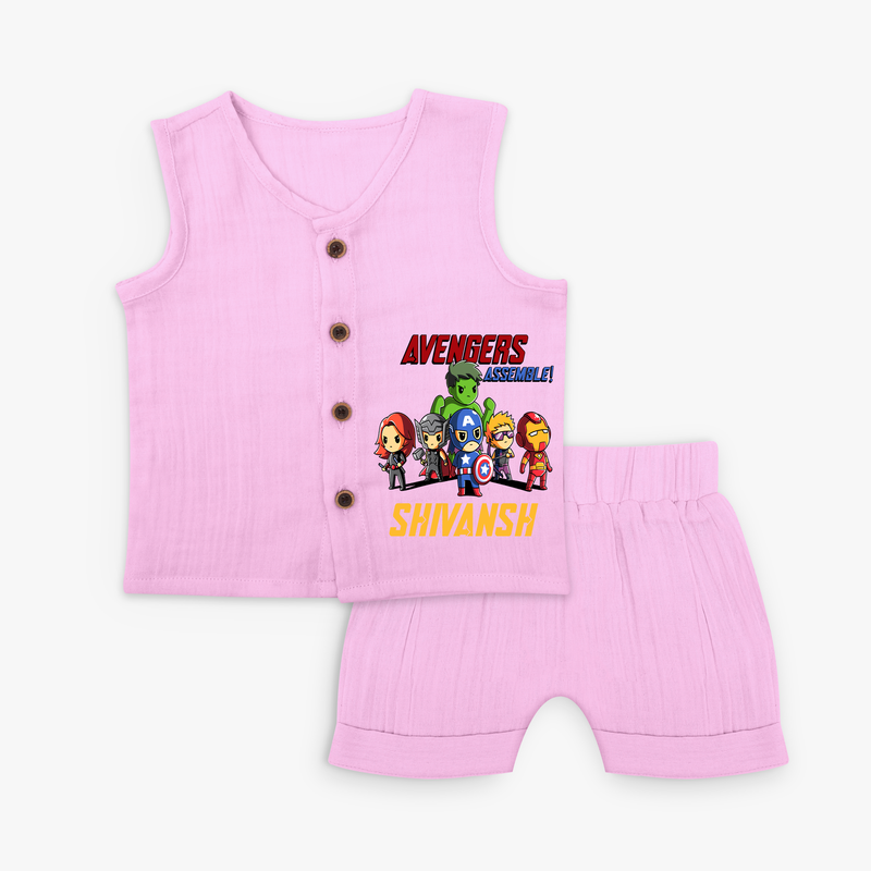 Celebrate The Super Kids Theme With "Avengers Assemble" Personalized Jabla set for your Baby - LAVENDER ROSE - 0 - 3 Months Old (Chest 9.8")