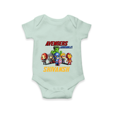 Celebrate The Super Kids Theme With "Avengers Assemble" Personalized Romper For your Baby - MINT GREEN - 0 - 3 Months Old (Chest 16")