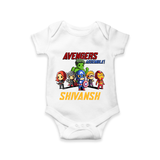 Celebrate The Super Kids Theme With "Avengers Assemble" Personalized Romper For your Baby - WHITE - 0 - 3 Months Old (Chest 16")