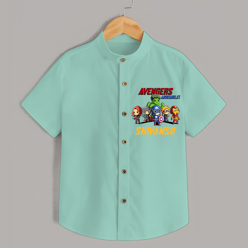 Celebrate The Super Kids Theme With "Avengers Assemble" Personalized Kids Shirts - MINT GREEN - 0 - 6 Months Old (Chest 21")