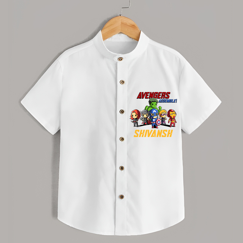 Celebrate The Super Kids Theme With "Avengers Assemble" Personalized Kids Shirts - WHITE - 0 - 6 Months Old (Chest 21")