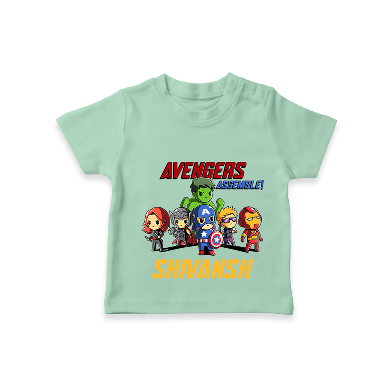 Celebrate The Super Kids Theme With "Avengers Assemble" Personalized Kids T-shirt - MINT GREEN - 0 - 5 Months Old (Chest 17")