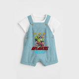 Celebrate The Super Kids Theme With "We are the AVENGERS" Personalized Dungaree set for your Baby - ARCTIC BLUE - 0 - 5 Months Old (Chest 17")