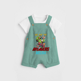 Celebrate The Super Kids Theme With "We are the AVENGERS" Personalized Dungaree set for your Baby - LIGHT GREEN - 0 - 5 Months Old (Chest 17")