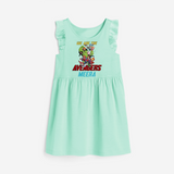 Celebrate The Super Kids Theme With "We are the AVENGERS" Personalized Frock for your Baby - TEAL GREEN - 0 - 6 Months Old (Chest 18")