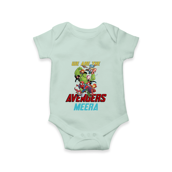 Celebrate The Super Kids Theme With "We are the AVENGERS" Personalized Romper For your Baby - MINT GREEN - 0 - 3 Months Old (Chest 16")