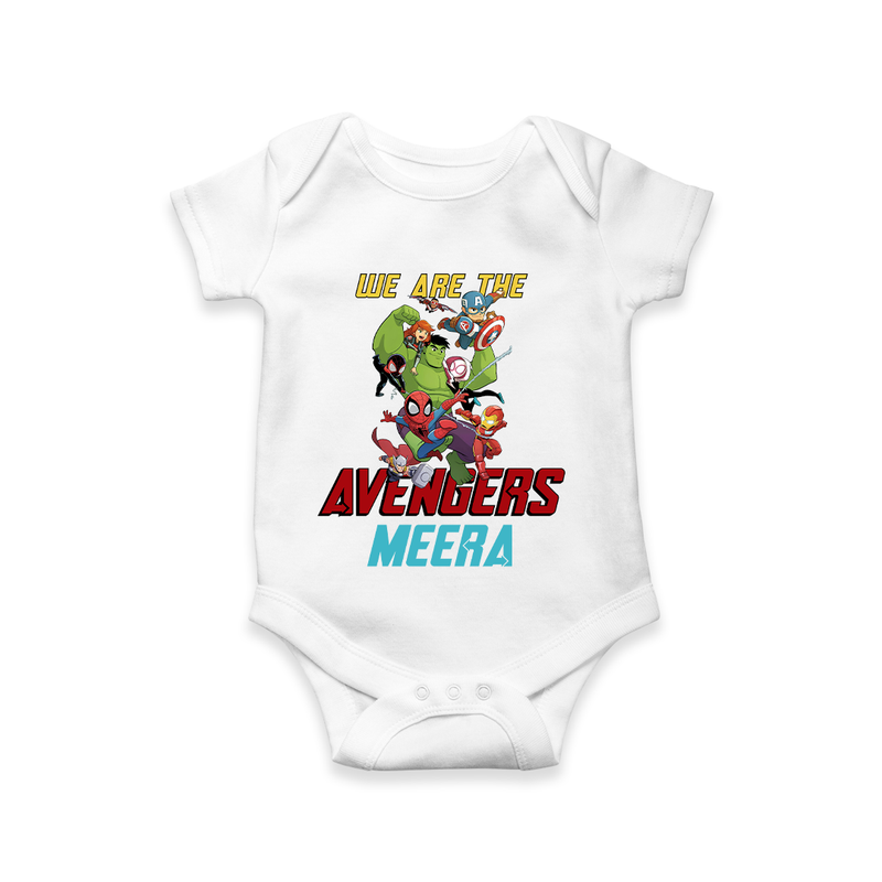 Celebrate The Super Kids Theme With "We are the AVENGERS" Personalized Romper For your Baby - WHITE - 0 - 3 Months Old (Chest 16")