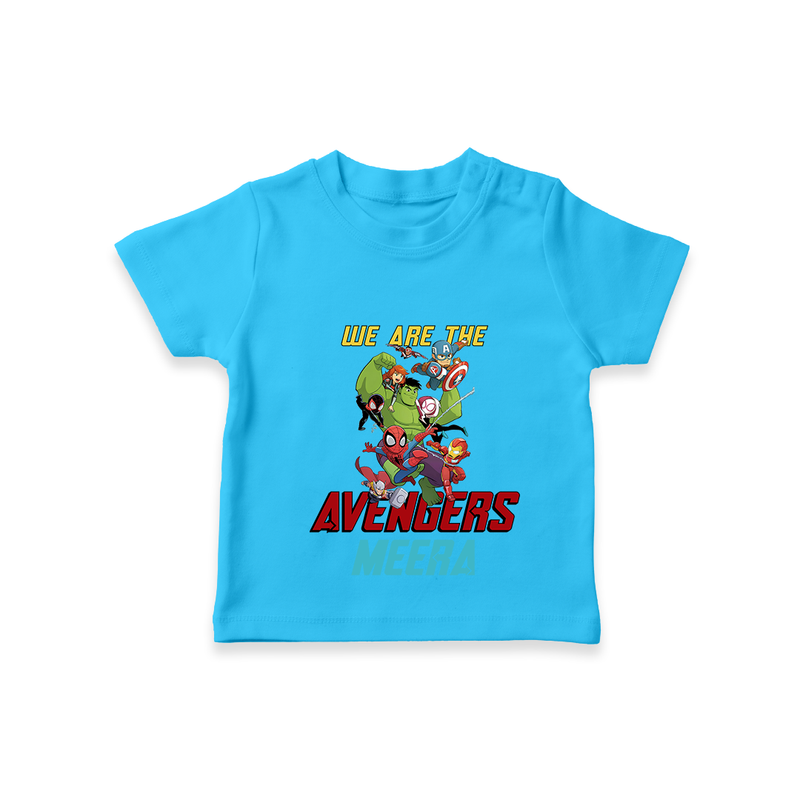 Celebrate The Super Kids Theme With "We are the AVENGERS" Personalized Kids T-shirt - SKY BLUE - 0 - 5 Months Old (Chest 17")