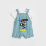 Celebrate The Super Kids Theme With "Little Avengers" Personalized Dungaree set for your Baby - ARCTIC BLUE - 0 - 5 Months Old (Chest 17")