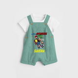 Celebrate The Super Kids Theme With "Little Avengers" Personalized Dungaree set for your Baby - LIGHT GREEN - 0 - 5 Months Old (Chest 17")