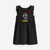 Celebrate The Super Kids Theme With "Little Avengers" Personalized Frock for your Baby - BLACK - 0 - 6 Months Old (Chest 18")