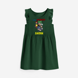 Celebrate The Super Kids Theme With "Little Avengers" Personalized Frock for your Baby - BOTTLE GREEN - 0 - 6 Months Old (Chest 18")