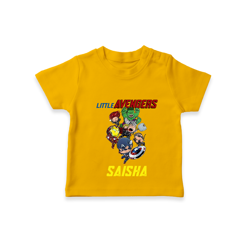 Celebrate The Super Kids Theme With "Little Avengers" Personalized Kids T-shirt - CHROME YELLOW - 0 - 5 Months Old (Chest 17")